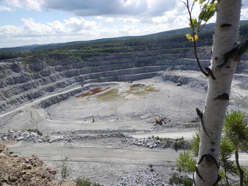 View of quarry from side, bicycle tour West coast of Iset lake
