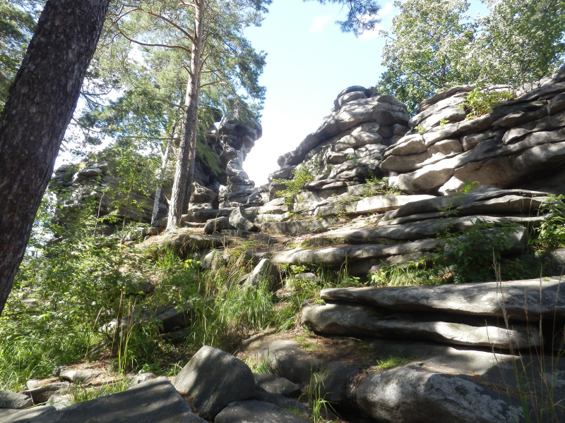 PetroGron rocks, bicycle tour West coast of Iset lake