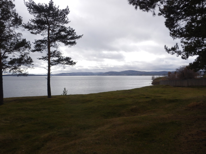 Leaden clouds above Itkul lake on the the shore at Dautovo village