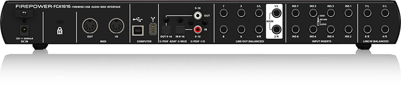 Audio interface Behringer FIREPOWER FCA1616 ( back panel )