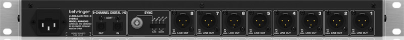 ADAT аудио интерфейс Behringer ULTRAGAIN PRO-8 DIGITAL ADA8000 ( задняя панель )
