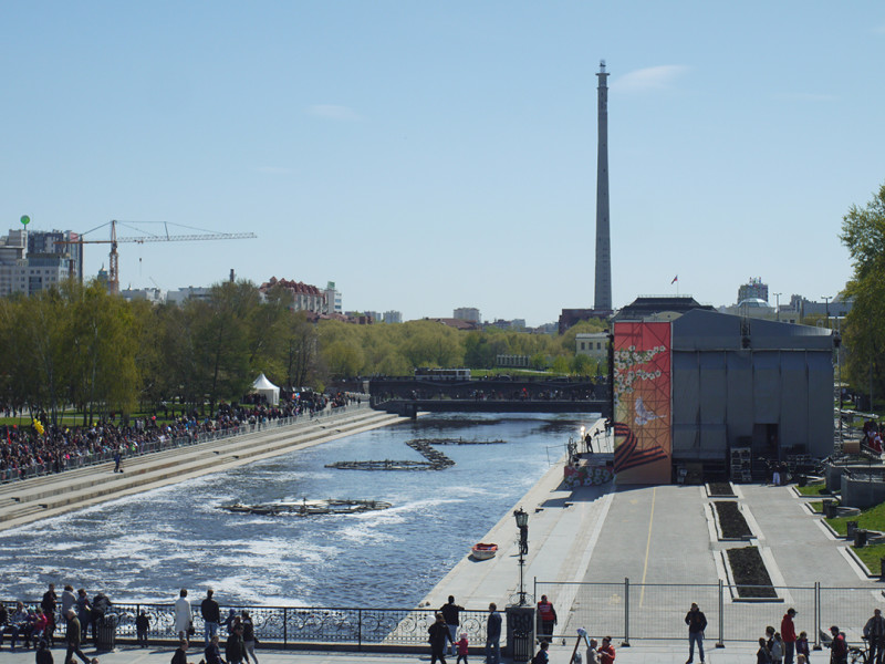 Main city dam, Yekaterinburg, Day of the Victory celebration at 9th May of 2016 year