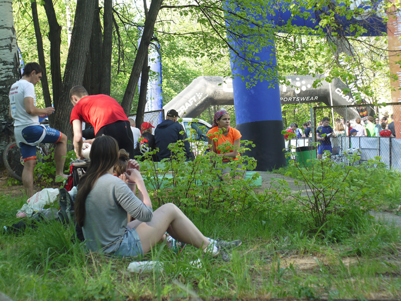 People recreating after competitions, bicycles cross-country marathon competitions Kirgishany 2016