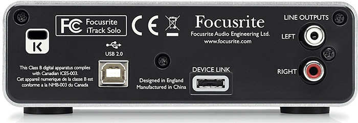 USB аудио интерфейс Focusrite iTrack Solo ( задняя панель )